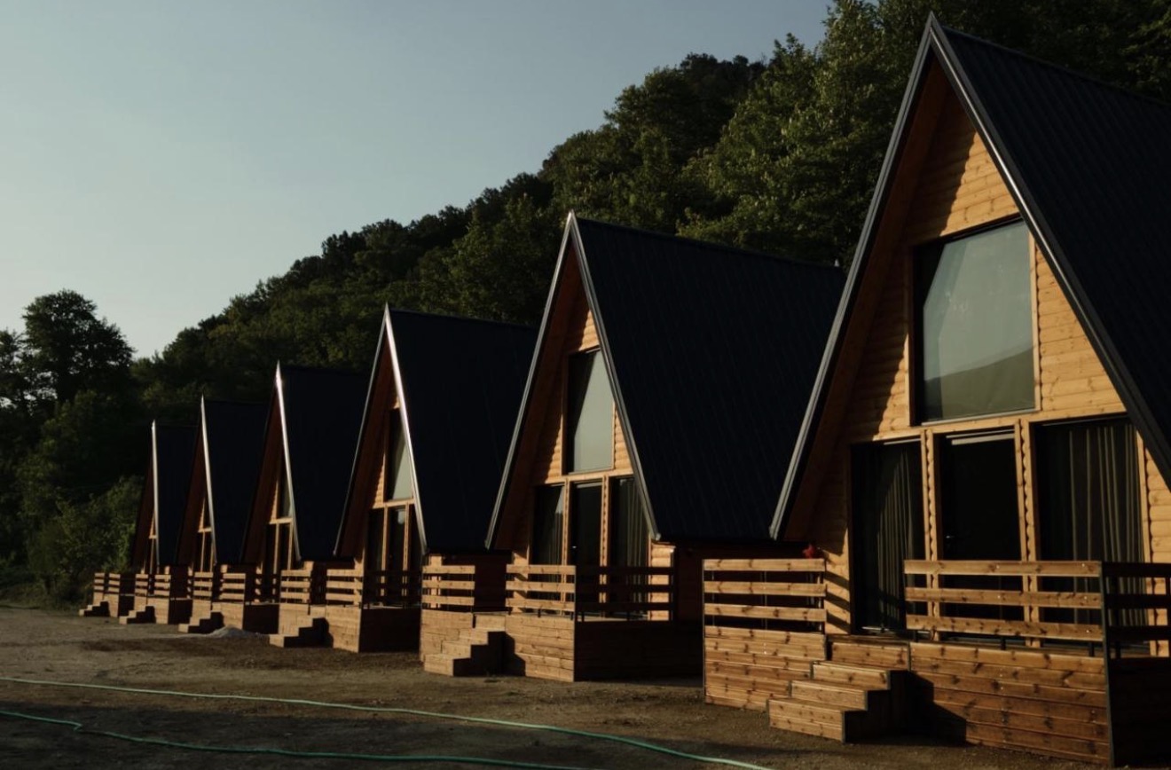 Row of A-frame Wooden Villas at Nemërçka